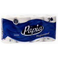 Туалетная бумага Papia, 3 слоя, 8 рулонов в уп, 7 уп в п\э мешке